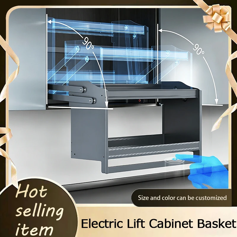 

Automatic Induction Up Down Lift Basket Seasoning Rack Aluminum Alloy For Kitchen Cabinet With Buffer Storage Space Saving
