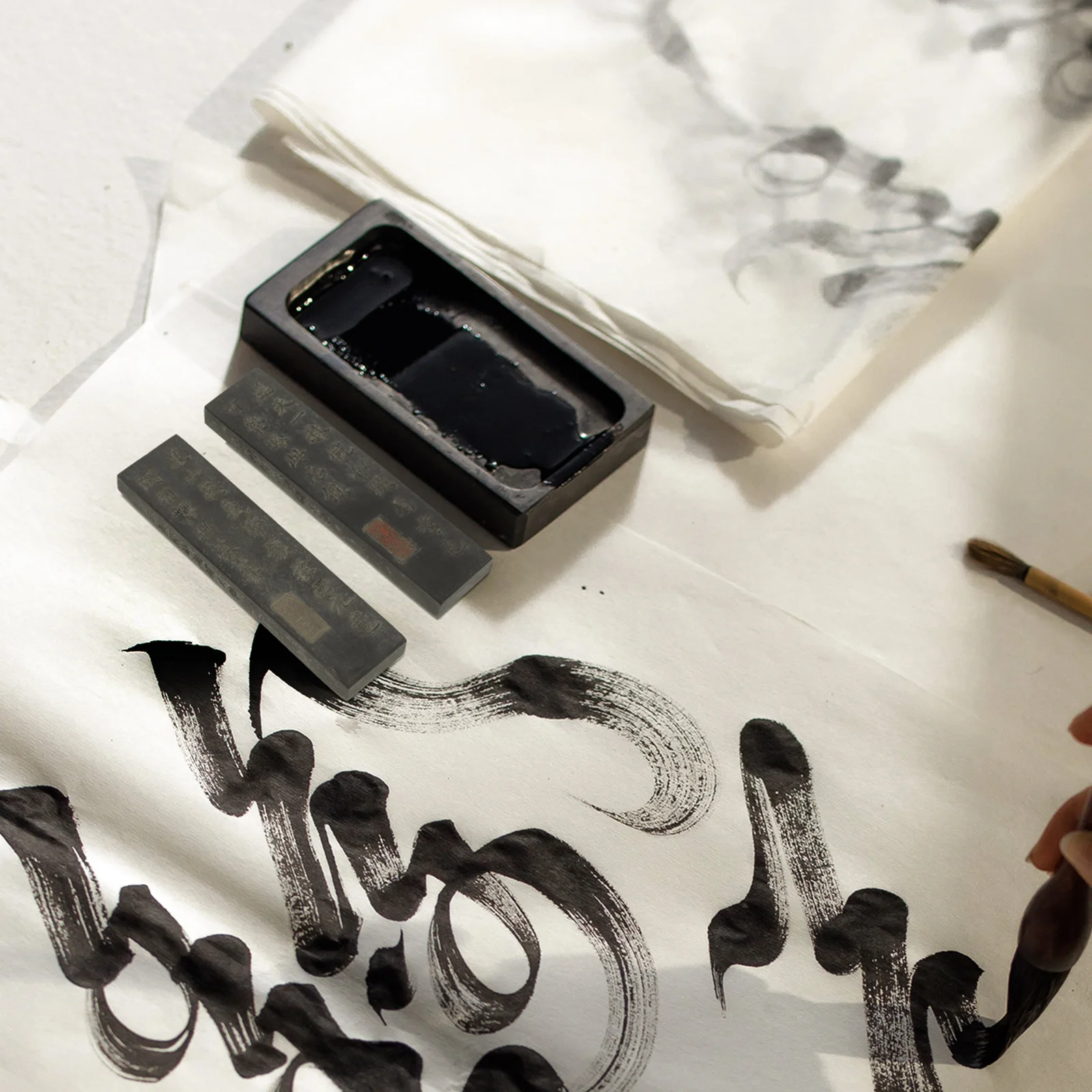 

2 Pcs Chinese Ink Blocks Professional Loose Smoke Japanese Calligraphy Stamp Black Drawing