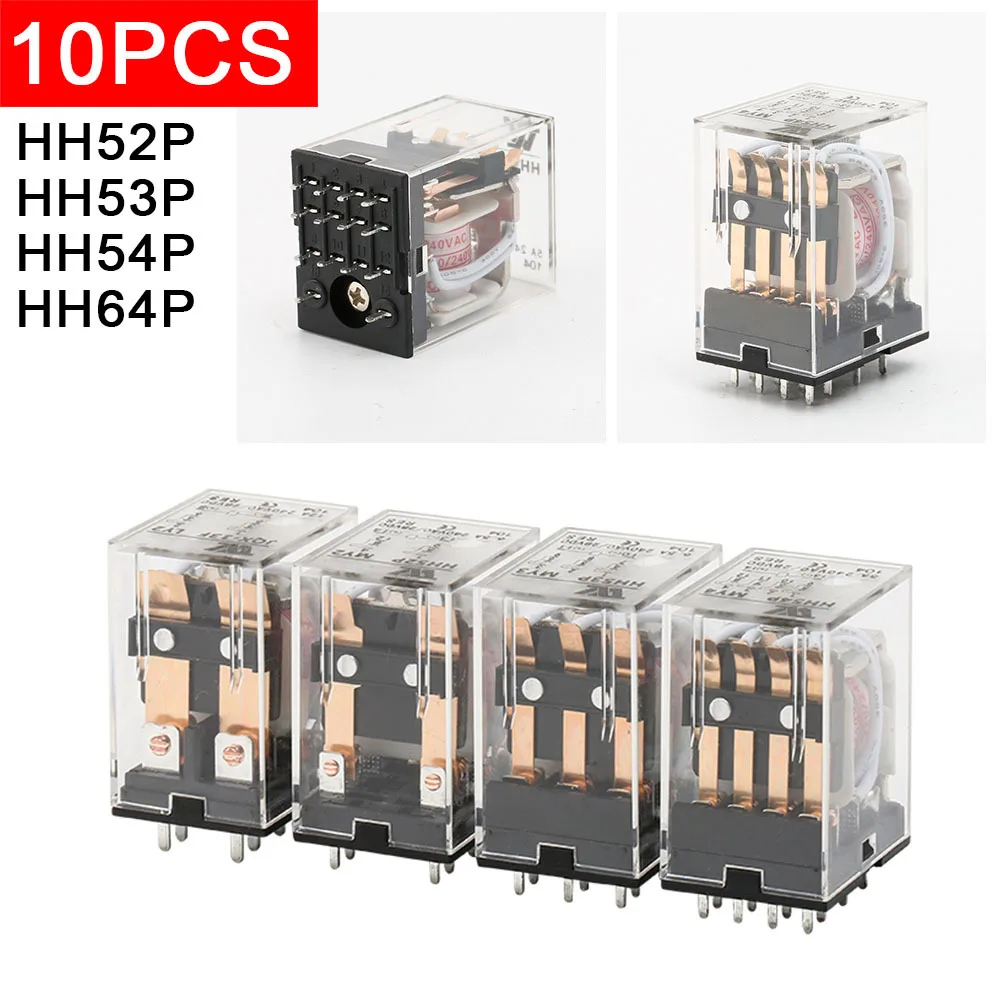 

10 шт. HH52P HH53P HH54P HH62P AC220V DC24V DC12V MY2NJ MY3NJ MY4NJ LY2NJ Катушка DPDT Общее микрореле Маленькое промежуточное