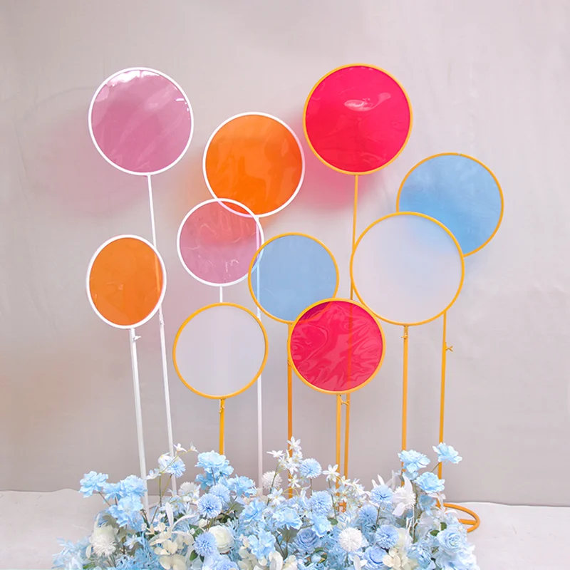 【New】Wedding Lollipop Road Guide Wedding Catwalk Decor Sun Film Iron Doughnut Decoration Flower Stand Background Shooting Props