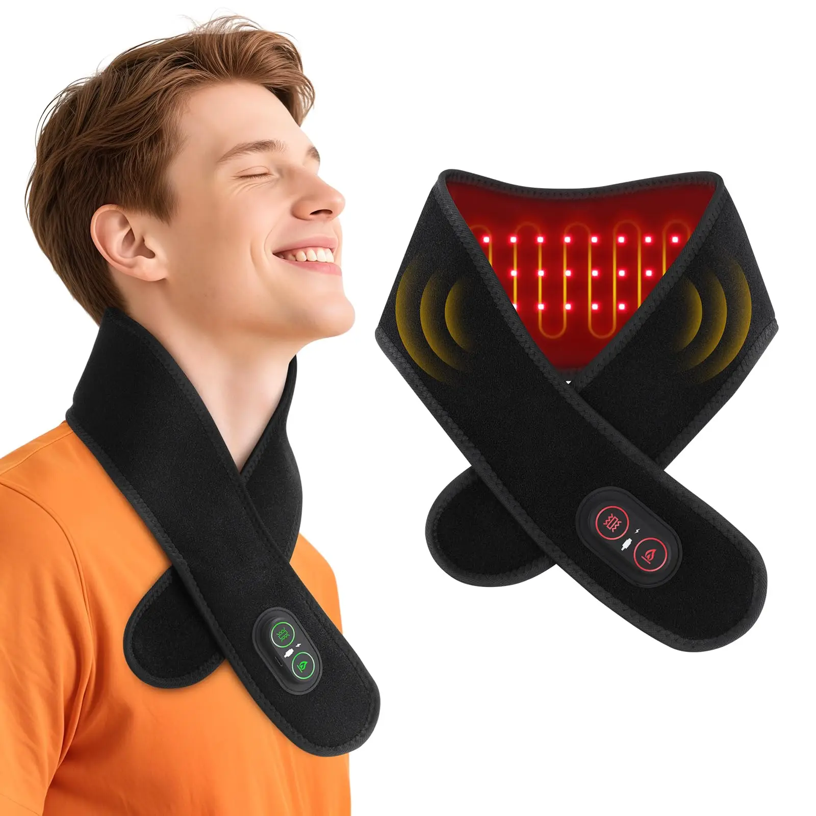 Tuhopeta Electric Heating Ankle Massager with 660nm LED Vibration Massage Red Light Wrist Guard Left/Right Foot Hand Protection