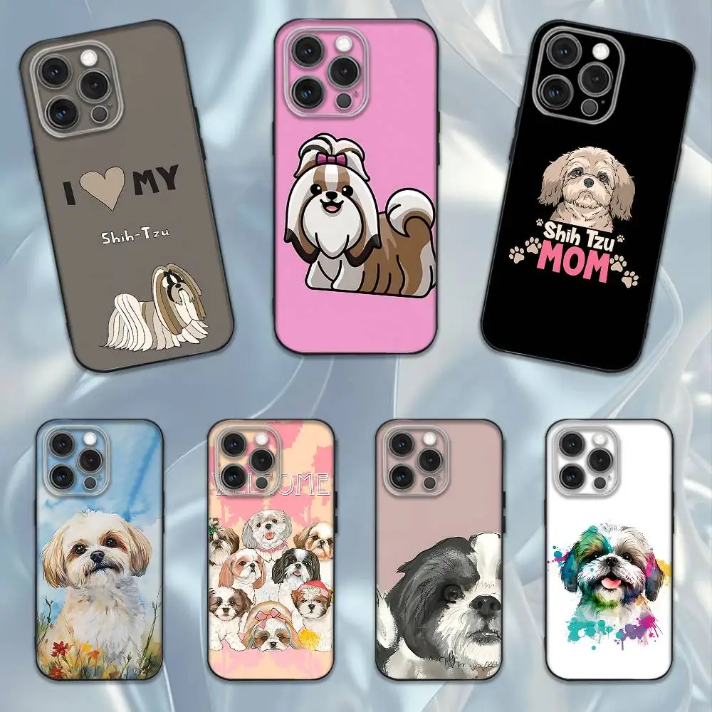 

Shih Tzu Painting Cute Phone Case For iPhone 16e,16,15,14,13,12,11,Pro,X,XS,Max,XR,Plus,Mini Soft Black Cover