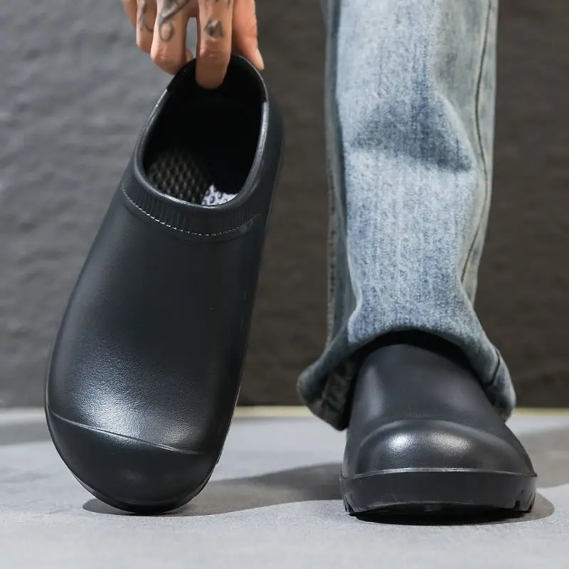 Men Women Chef Shoes Kitchen Work Shoes Waterproof Non Slip Oil Proof Restaurant Nurse Clogs Black Comfortable Breathable Spring