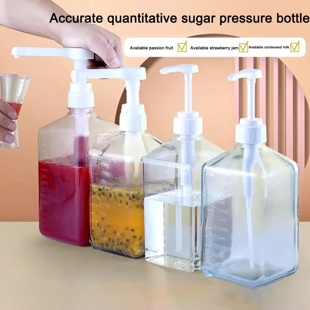 New 1600ml Coffee Syrup Press Bottle with Scale 5/8/10CC Syrup Drip Dispenser Large Capacity Lotion Dispensing Bottle