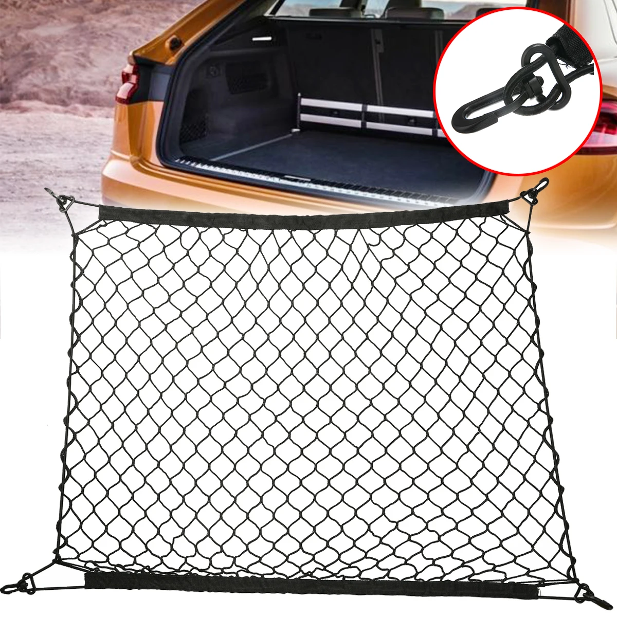 Filet de chargement en nylon élastique pour coffre arrière SUV Van, noir, filet de rangement pour bagages de bus, accessoires de voiture, 100x100cm