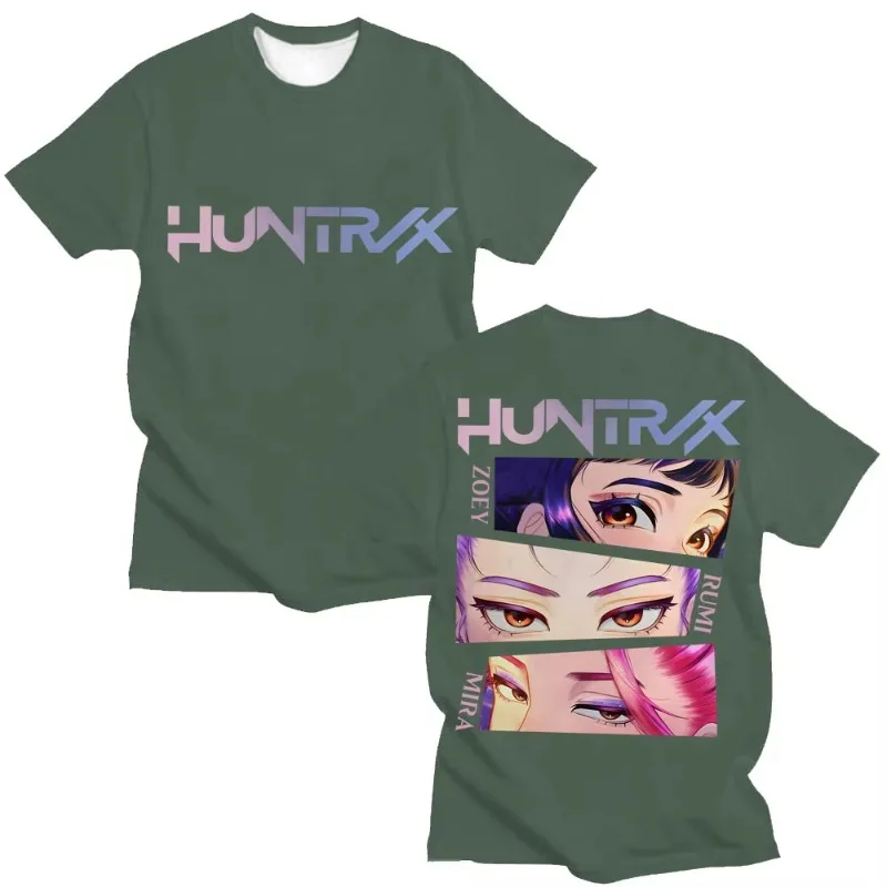 2025 شعبية أنيمي KPop شيطان الصيادين Huntrix ثلاثية الأبعاد مطبوعة موضة فيلم فضفاض تنفس سرعة التجفيف الجولة الرقبة تي شيرت #2