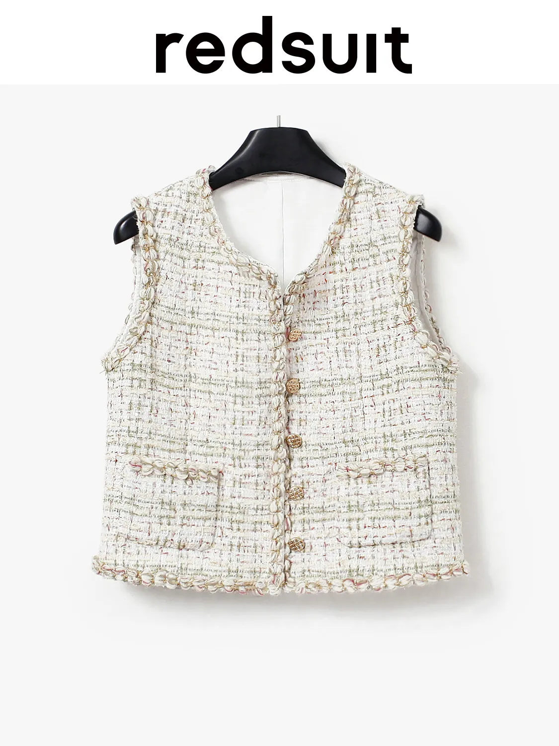New Green tweed vest fashionable exquisite vest top Custom size