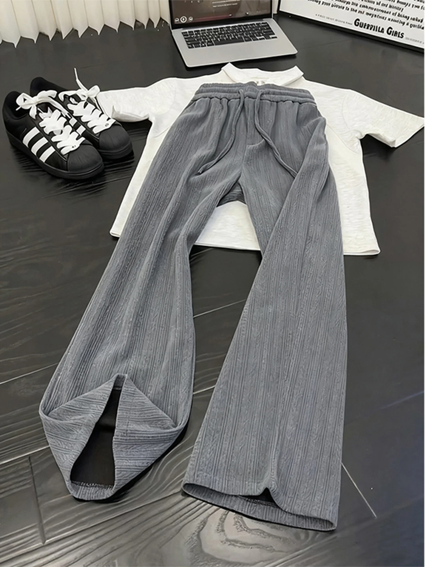 

Мужские повседневные трикотажные брюки Deep ey Wheat с узором, осенне-зимние, на флисовой подкладке, свободные, прямого кроя, спортивные штаны