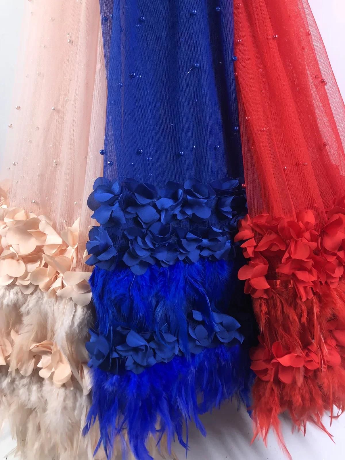 

2018 New Style French Net Lace Fabric 3D Flower African Tulle Mesh Lace Fabric High Quality Nigerian Lace Fabrics