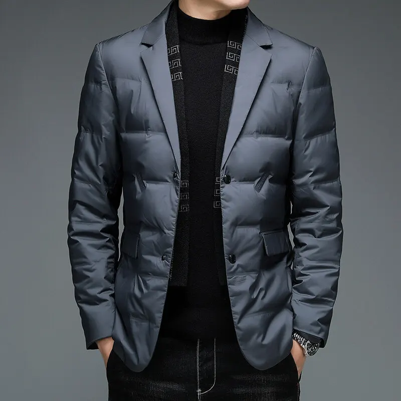 Men's down jacket scarf collar down jacket middle-aged dad middle-aged suit plus fat M-6XL high quality fashion coat
