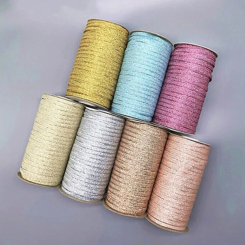 6MM Glitter Gold Silver Elastic Bands High Quality 144Yards Rubber Band Ribbon DIY Sewing Trim Waist Band Garment Accessory