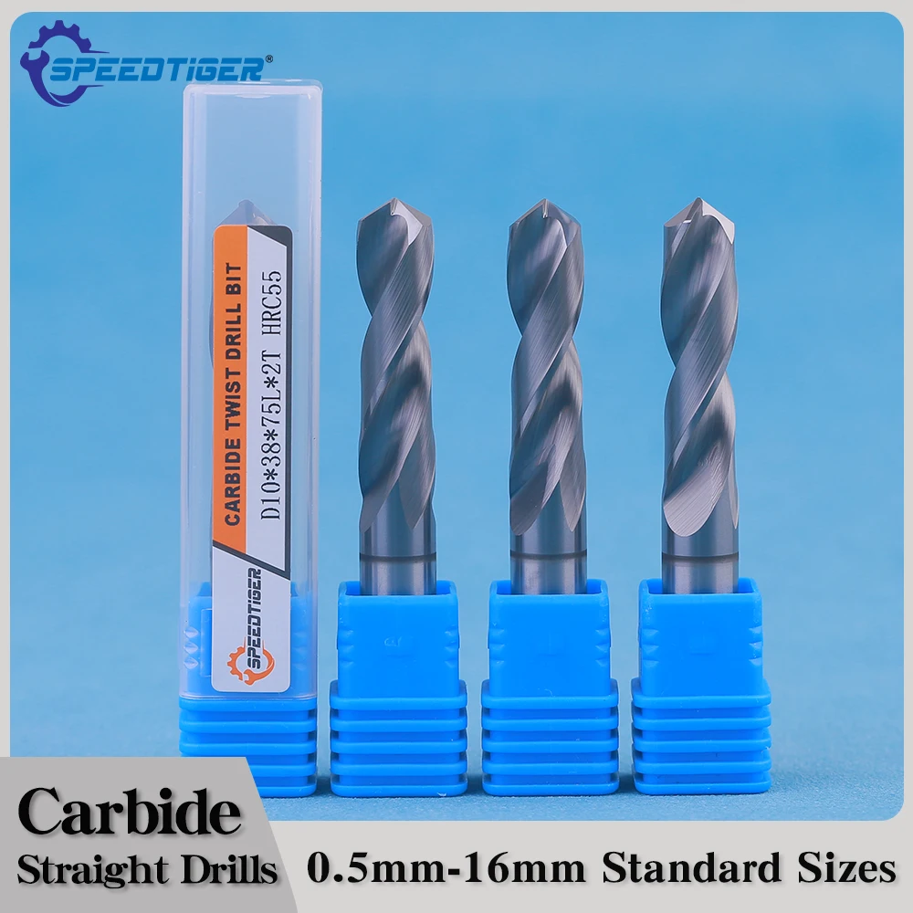 

SPEEDTIGER HRC55 Solid Carbide Twist Drill bits Coated D1=D2 Dia 0.5mm-16mm CNC NC machinery Tool Metal Steel Drilling hole