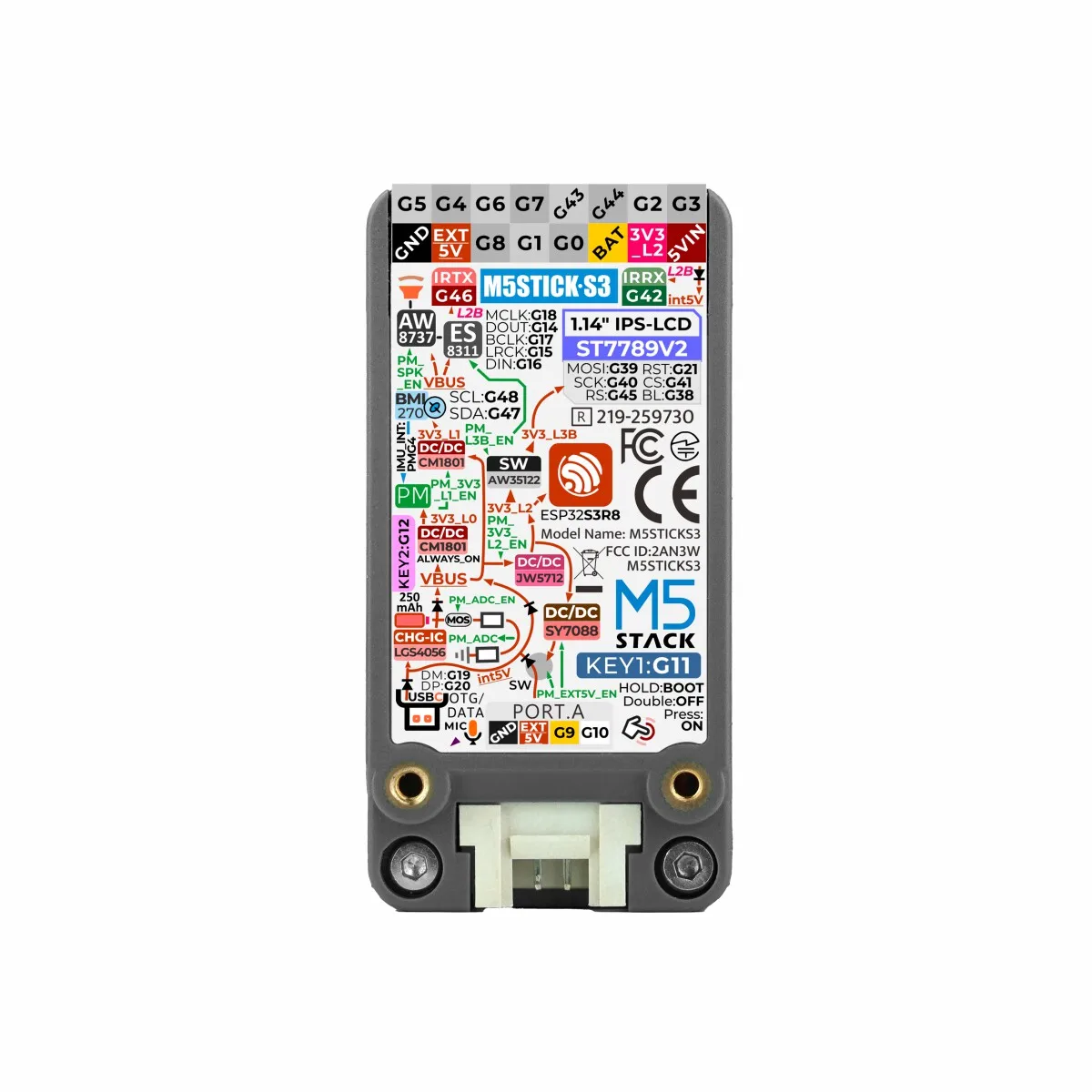 M5Stack StickS3 IoT Programmable Controller High Sensitive MEMS Microphone ES8311 Audio Decoding Chip Development Kit For Gifts