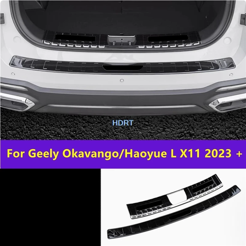 

For Geely Okavango/Haoyue L X11 2023 + Car Style Door Sill Threshold Scuff Welcome Pedal Cover Rear Trunk Guard Tail Boot Plate