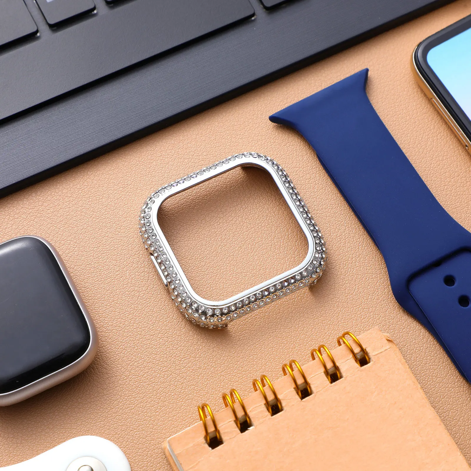 1Pcs Protective Diamond Watch Cover Scratch Resistant Hard Pc Case Compatible with Fitbit Modern Watch Accessory