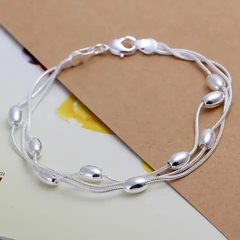 Fashion Design Product Beautiful 925 Sterling Silver Jewelry High Quality Bracelet Bead Chain Women Lady Wedding With