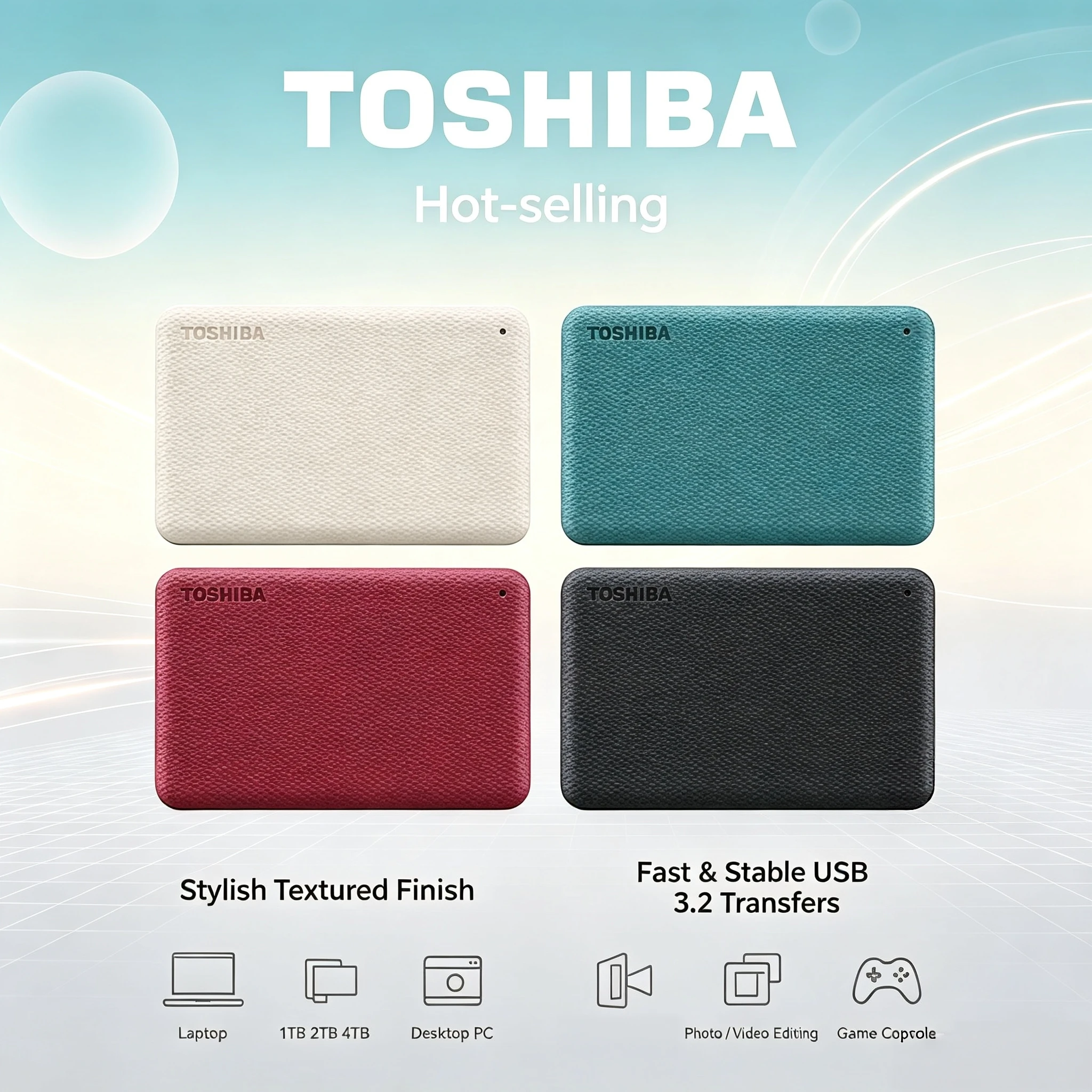 NEW External HDD Toshiba Canvio V10 Portable 4TB 2TB 1TB USB 30 25 Inch Hard Drive for Computer Laptop Storage Max System Use