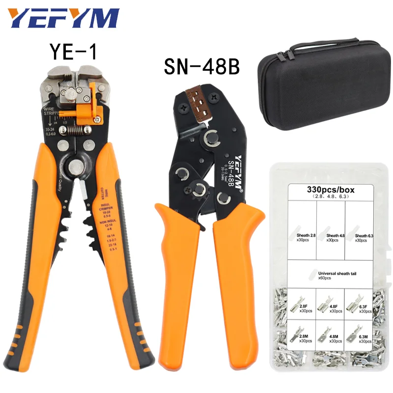 SN-48B Crimping Pliers Tools set for 2.8 4.8 6.3mm Terminals double-deck Kit Bag YE-1 Multifunctional wire stripper Repair Clamp