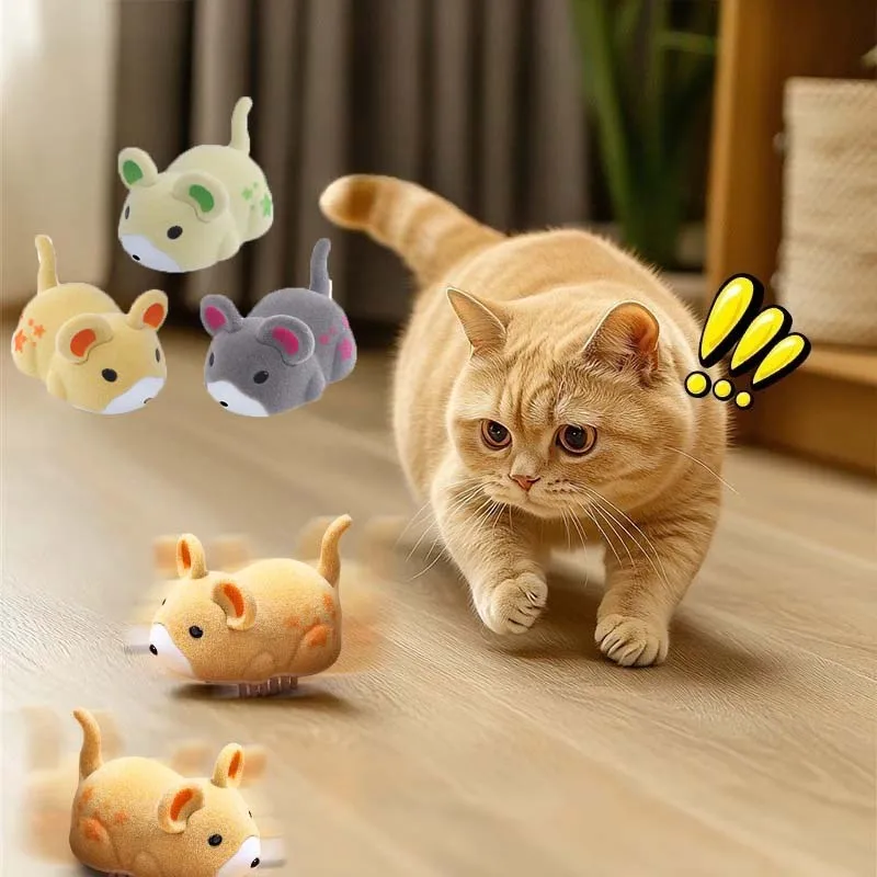 Ratón eléctrico para gatos, juguete interactivo inteligente de movimiento rápido para gatitos, obstáculos automovibles para evitar suministros de juguetes para gatos