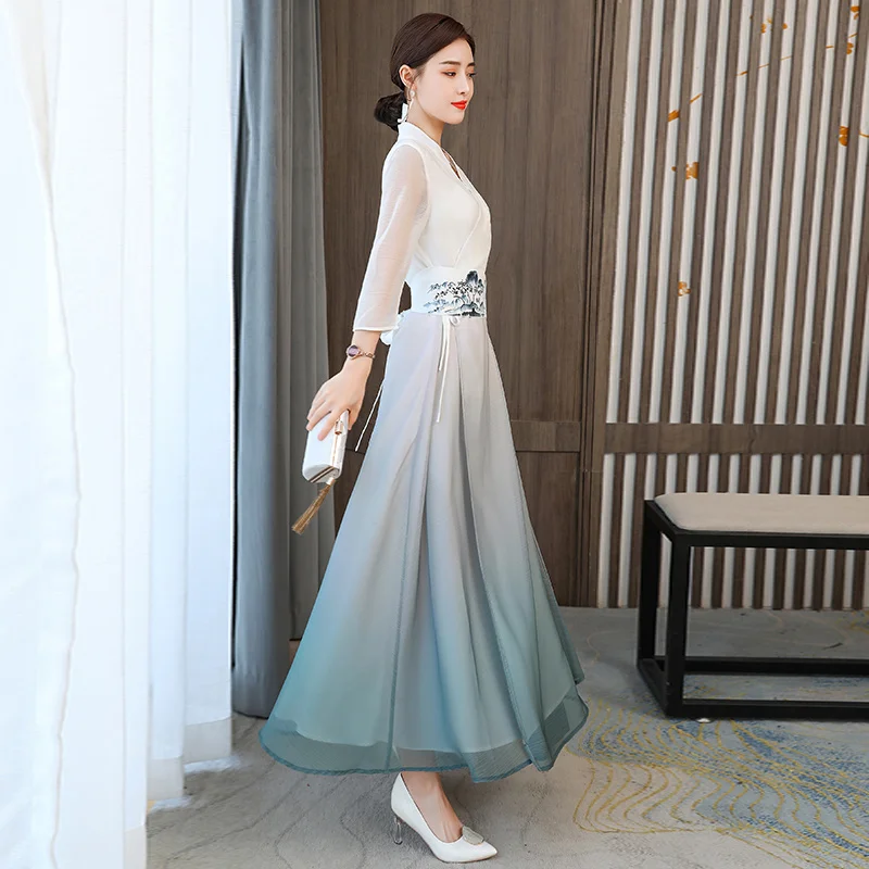 Vintage Style Hanfu Women Chinese Dress Traditional Long Qipao Asian Dresses Female Eleganti Slim Zen National Harajuku Clothing