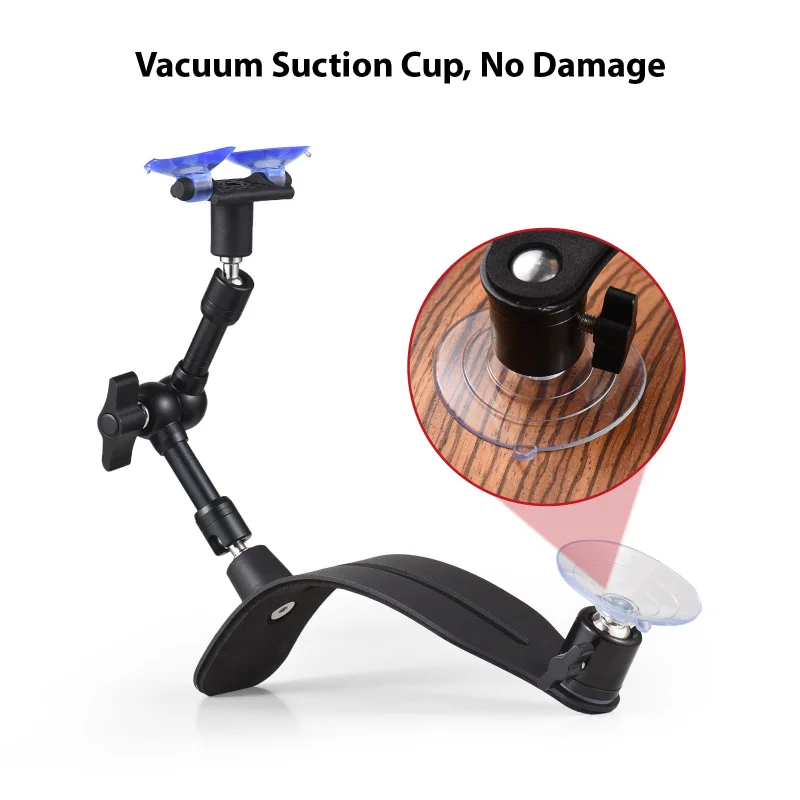 Guitto Guitar Suction Cup Stand Aluminum Light Foldable Leg Support Bracket Guitar Accessories for Classical/Acoustic Guitar