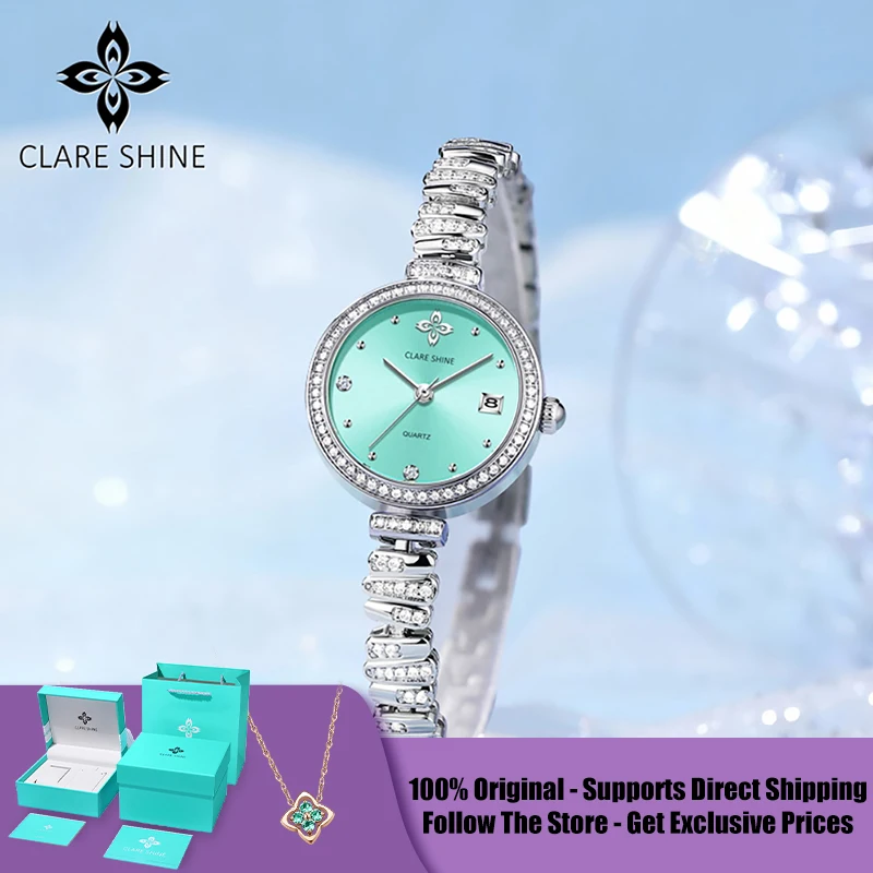 

CLARE SHINE 7715Linjing series small Wave Quartz Women's Watch with Diamond Bezel Full Diamond strap Imported Movement