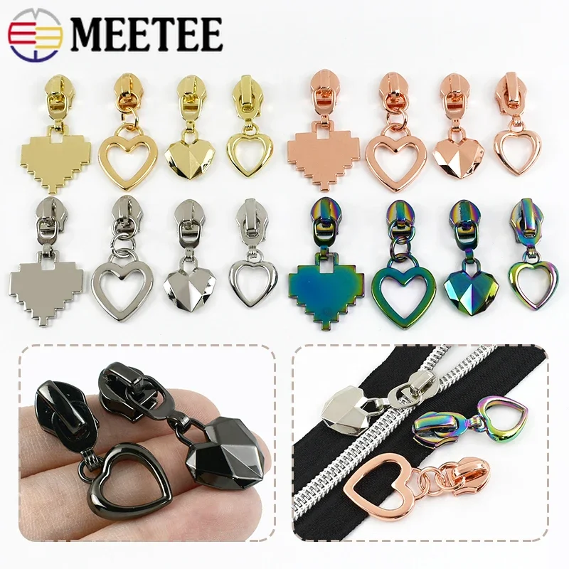 

20Pcs Heart Zipper Puller for 5# Nylon Zips Tapes bag Decoration Zip Cursors Garment Repair Zippers Tongue Sewing Ziper Closure