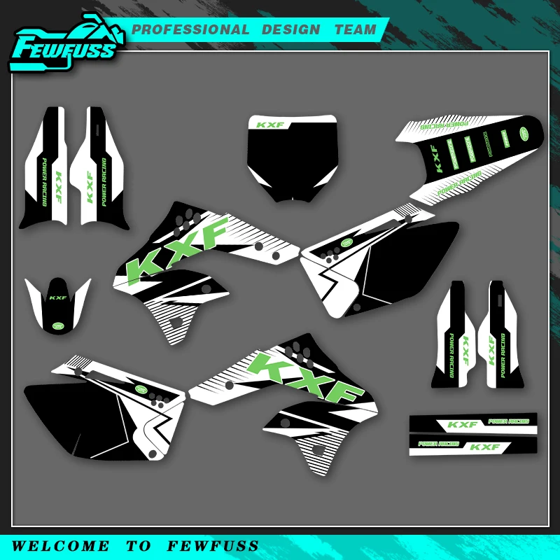 

Fewfuss Graphics Decals Stickers Kits For Kawasaki KX250F KXF250 KX 250F KXF 250 2006 2007 2008 Motorcycle Number Name Custom