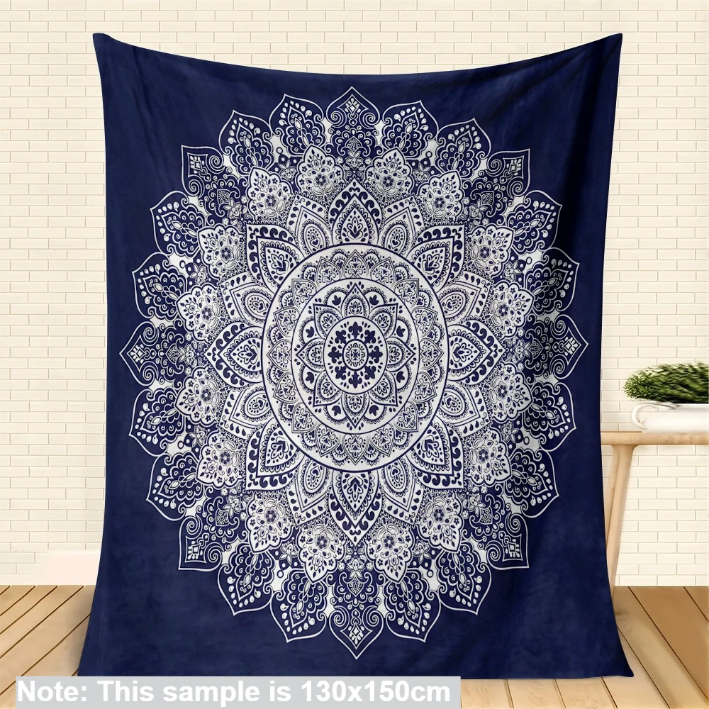 1 Stück Flanelldecke mit Mandala-Muster für Couch, Bett, Sofa, warme Decken, perfekte Festival-Geschenke, liebt Blumen im Bohemian-Stil