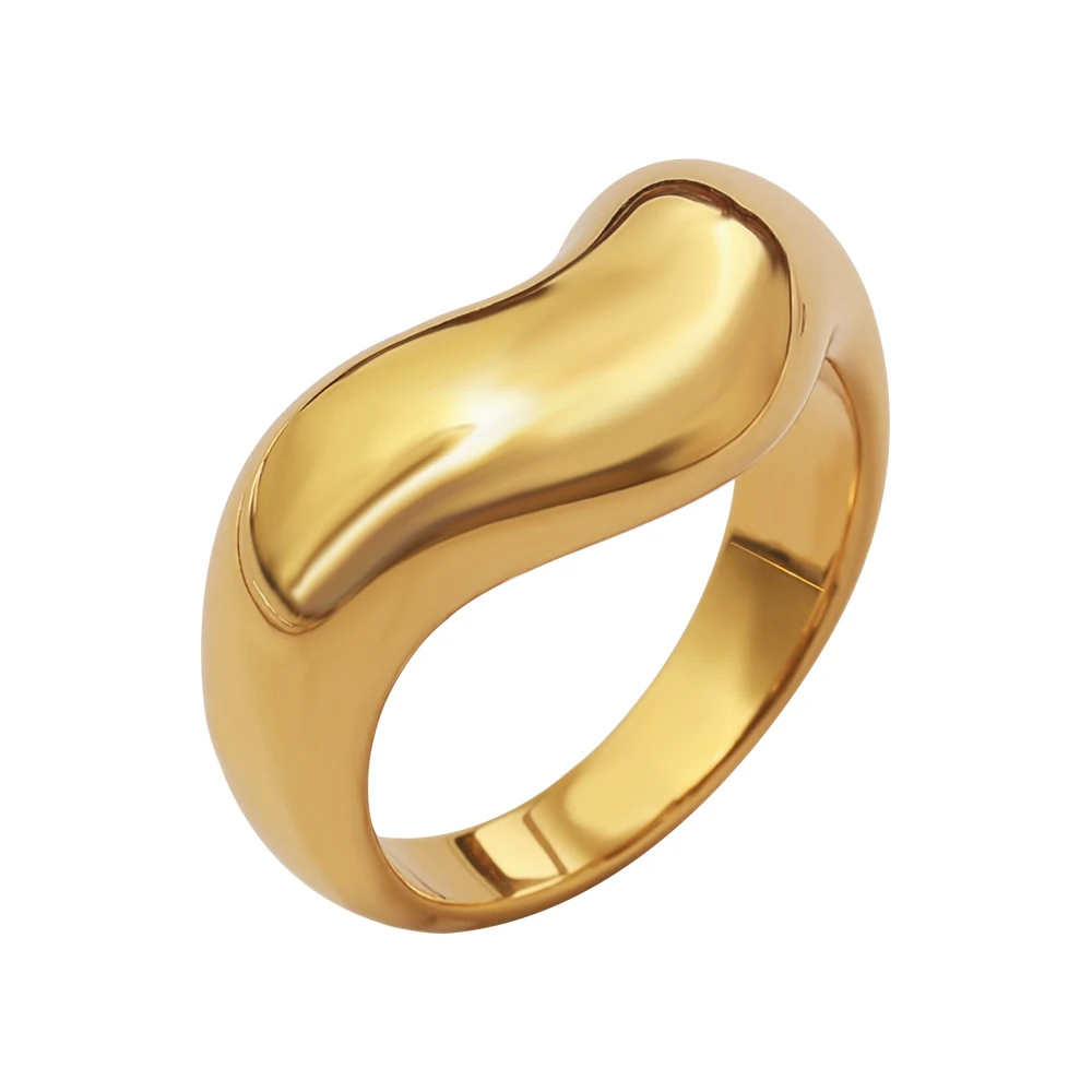 2026 JINHUI simple and smooth stainless steel metal geometric unusual ring, suitable for women's unique gold finger jewelry