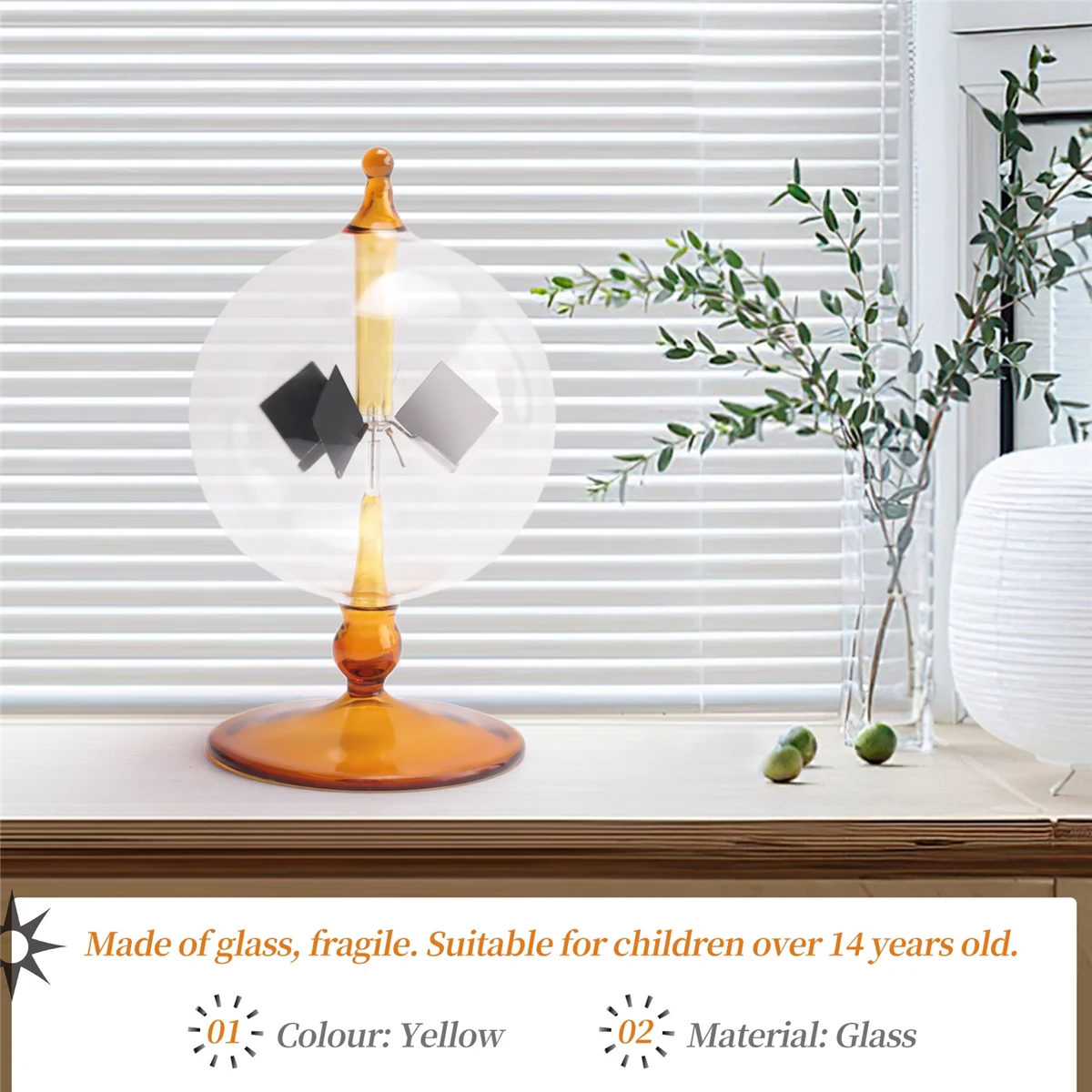 ABEZZ Radiómetro de energía solar Crookes Energía solar Paletas giratorias Molino de viento Regalo Decoración de escritorio para el hogar