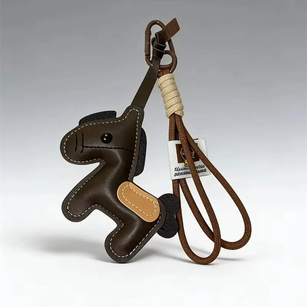 New Charm Leather Pony Keychain Handmade Creative Braided Rope Pendant Pony Design Cute Hanging Accessories Phone Bag Accessory