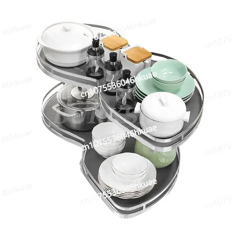 درج سلة زاوية للخزانة من الفولاذ المقاوم للصدأ بطبقة مزدوجة، تخزين قابل للسحب، تنظيم المطبخ، قابل للإزالة، ارتفاع قابل للتعديل #2