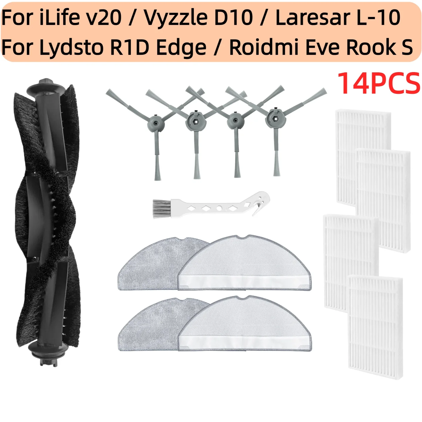 

Accessories for iLife v20 / Vyzzle D10 / Laresar L-10 / Lydsto R1D Edge / Roidmi Eve Rook S Robot Vacuum, Replacement Parts