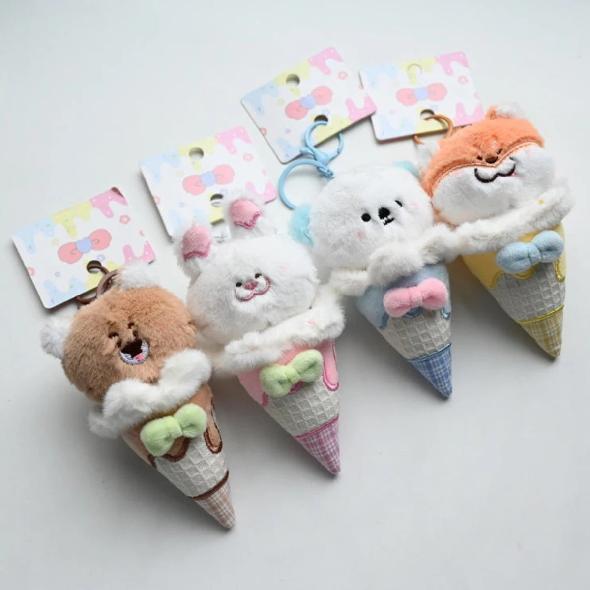 

With Fragrance New Cartoon Ice Cream Animal Doll Plush Pendant Keychain Cartoon Simulation Ice Cream Furry Keychain Bag Decor