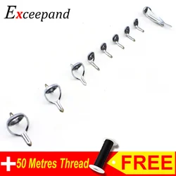 Exceepand 9 pcs/set Baitcasting Fishing Rod Guide Stainless Steel Frame Eye Line Ring Repair Kit Tip Rod Building Accessories