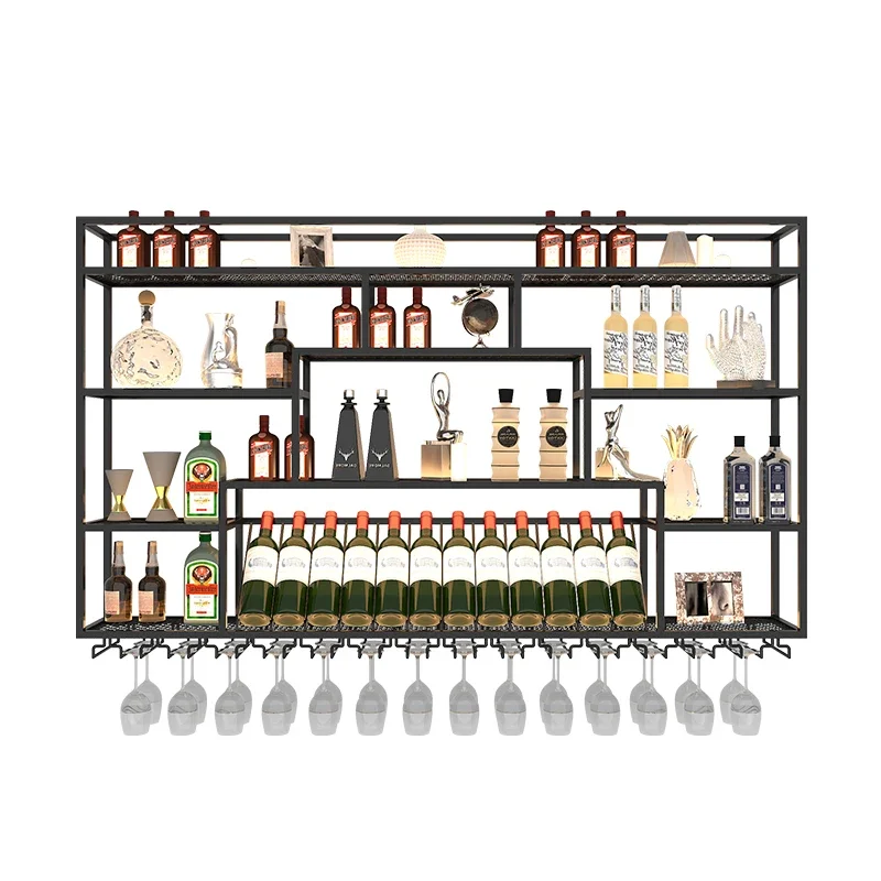 Wine Cabinet Shelf Bar Display Cabinet Hotel Wall Hanging Bar Wall Wine Cabinet BBQ Shop Wine Rack