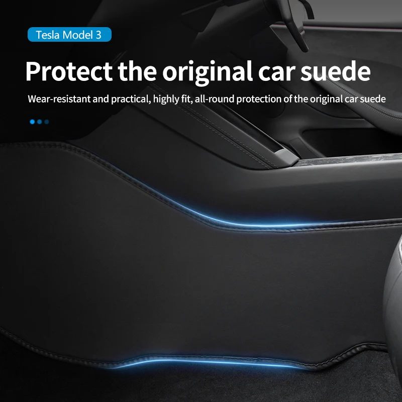 For Tesla Highland3 Model Y  Center Console Two Side Panel Anti Kick Pad Defense Protector TPE Leather Sticker Foot Cover