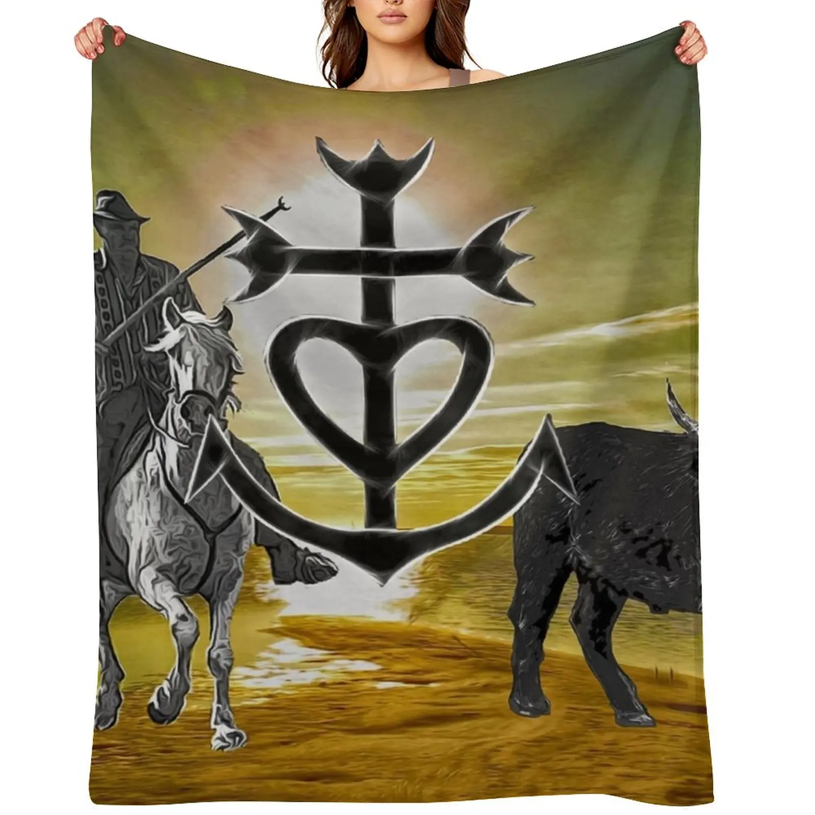 

camargue cross and gardian Throw Blanket For Decorative Sofa Cute Plaid Furrys Sofas Blankets