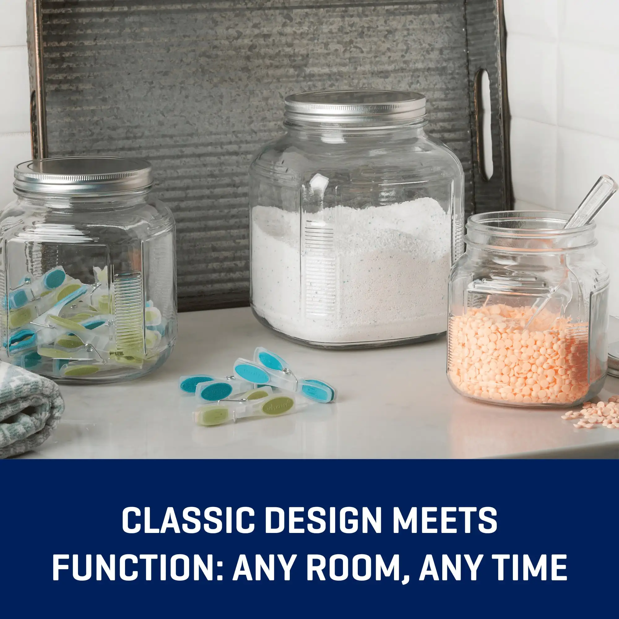 (뚜껑이 있는 유리 쿠키 항아리 4팩, 2쿼트