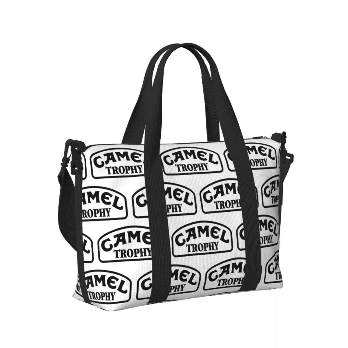 

Custom Camel Trophy Black Beach Travel Bag Large Capacity Tote Bags for Gym Sport Women Shopping Duffle Shoulder Bag