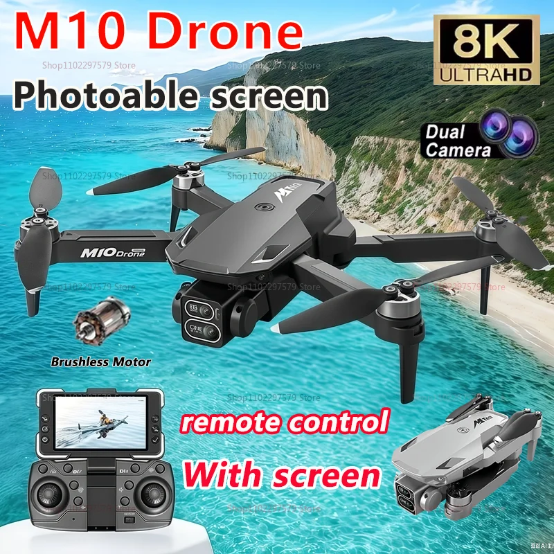 Motor sin escobillas para Dron M10 con cámara HD de 8K y Control remoto de pantalla fotogrável para cuadricópteros profesionales UAV para juguetes para adultos