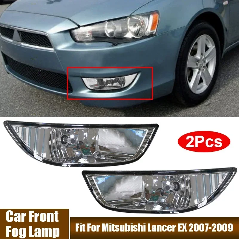 2Pcs/Pair Car Front Fog Lights Assembly For Mitsubishi Lancer EX 2007-2009  Car Front Bumper Grille Driving Fog Lights With Bulb