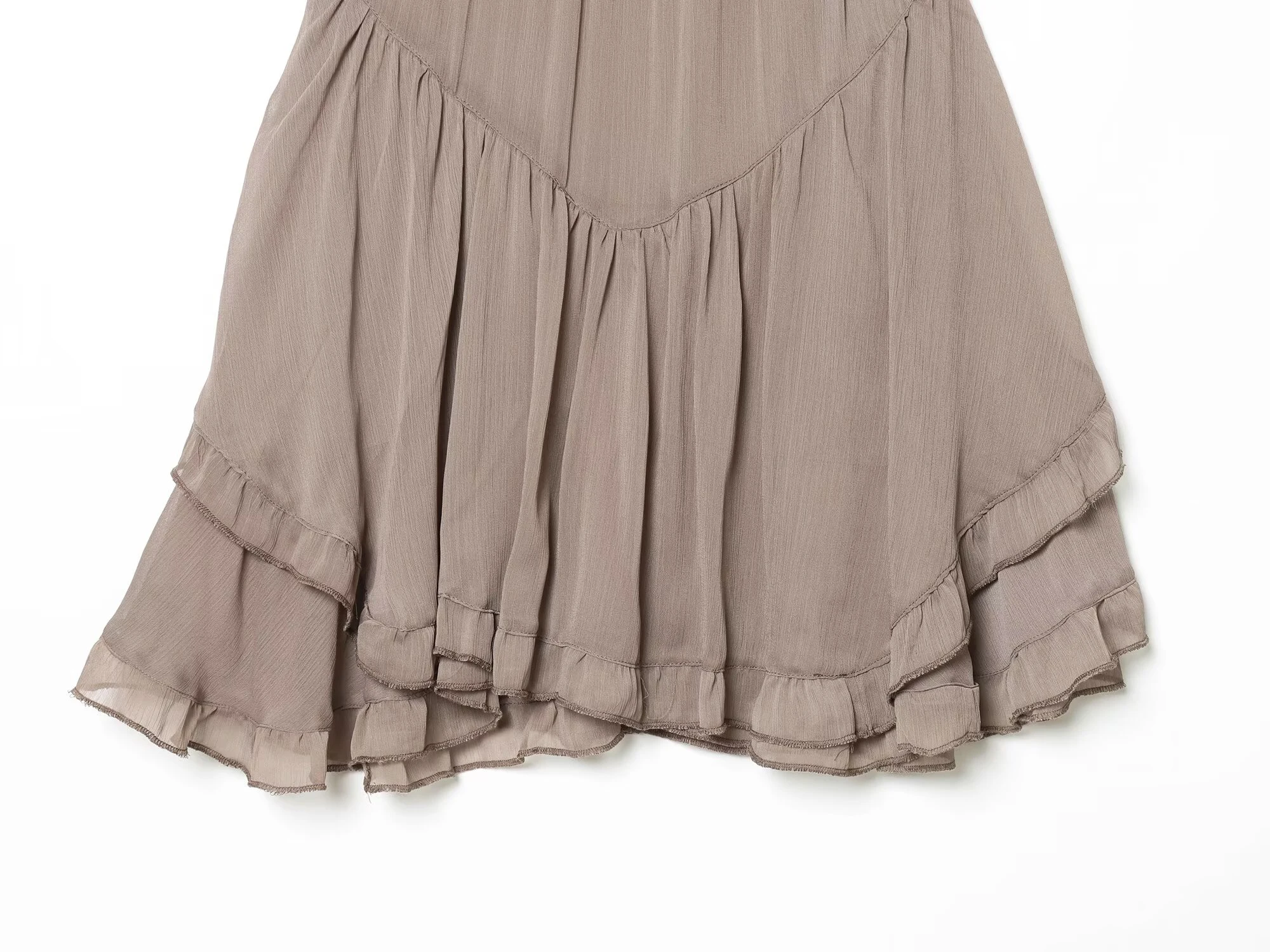 Europäischer und amerikanischer Stil 2026 Sommer Neue Damenmode Mittelhoher Bund Mehrschichtige Dekoration Asymmetrischer Kurzer Rock Halbrock – Detail 6