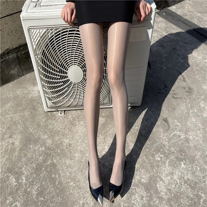 Öl glänzende Dessous elastische heiße Strumpfwaren ultra dünne Bling Strumpfhosen sexy Frauen Strümpfe Clubwear weibliche glänzende Strumpfhosen schiere Medien – Detail 31