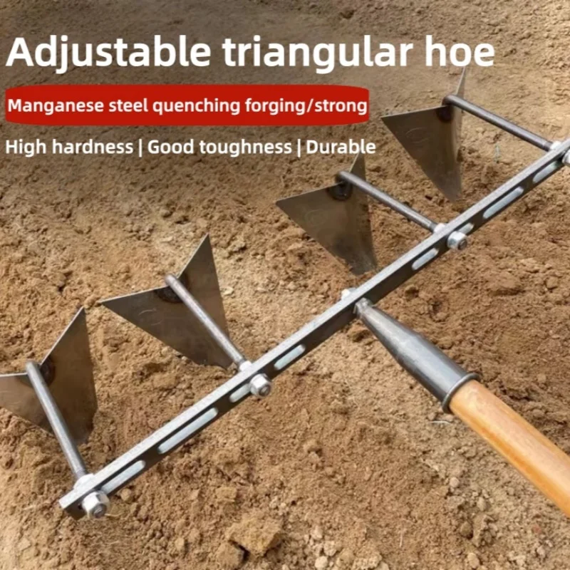 Farm Tools Hoes Household Vegetable Planting Triangle Furrow Hoe Small Tip Hoe Agricultural Land Turning Loose Soil Triangle Hoe