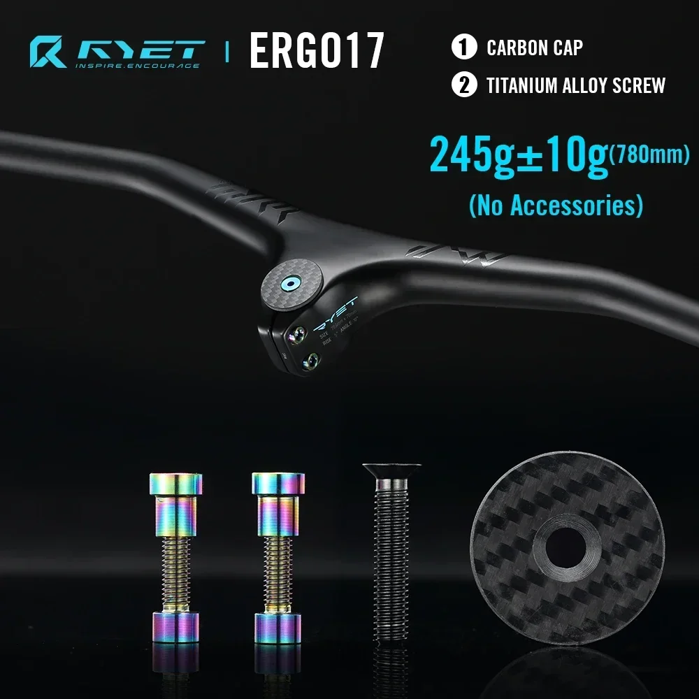 

RYET Carbon Fiber Integrated MTB Handlebar, One-Piece Bar Stem Combo 28.6mm 10 Degree Lightweight Upgrade for XC Mountain Bike