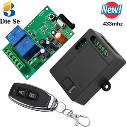 433MHz Rf Wireless Switch AC 220V 2CH Relay Receiver and 2 Button Transmitter Remote Control for Garage LED Home Appliance