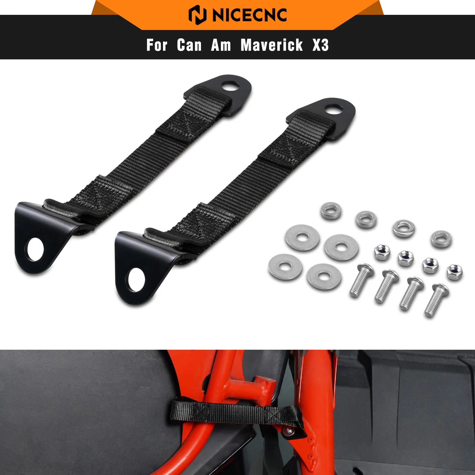 

UTV NICECNC 2PCS Door Limit Straps X3 For Can-Am Maverick X3 2017-2023 R RR 4x4 XRC XMR XRS XDS Turbo DPS Polyester&45 Steel