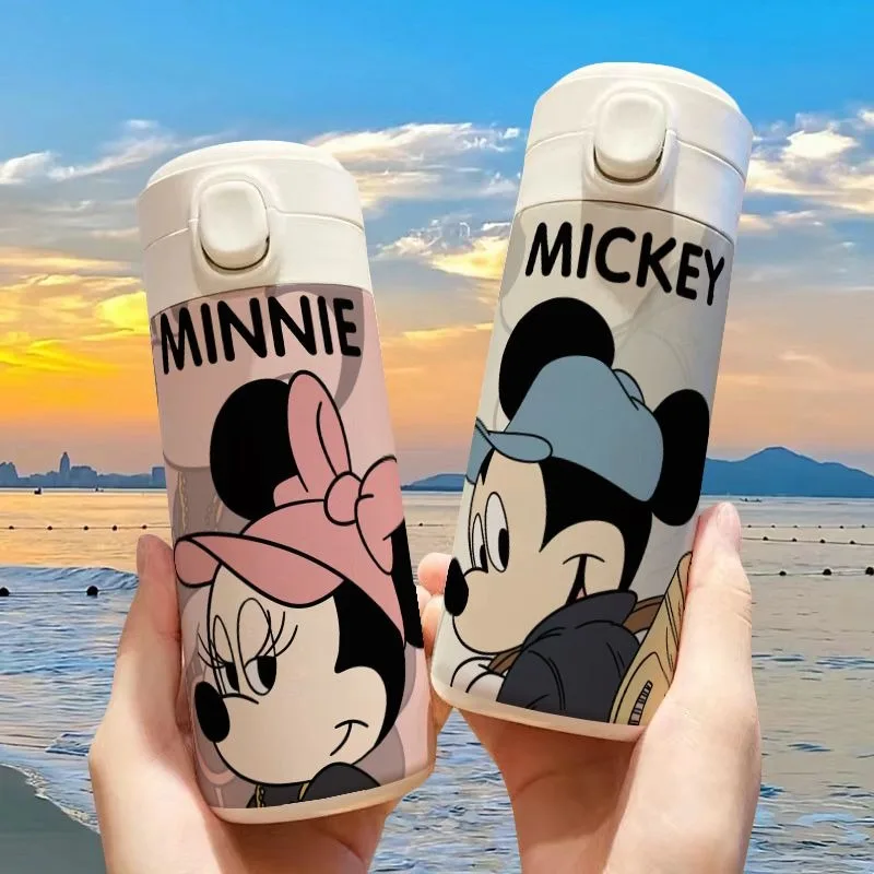 Disney Mickey and Minnie thermos cup, large capacity, compact, lightweight, portable, high-looking cup, stainless steel kettle